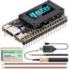 Meshnology Scheda di sviluppo ESP32 LoRa V4 + batteria da 3000 mAh, aggiornata ESP32-S3 SX1262 LoRa WiFi Bluetooth 2MB PSRAM 16MB Flash 915MHz Antenne OLED Display Supporta GPS e Solare per Arduino Meshtastic