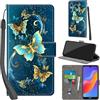 PHINIENLAND Cover per Huawei Honor 8A 2019/2020 / Huawei Y6 Prime 2019 Case PU Pelle Custodia [Kickstand] [Chiusura magnetica] [Slot per Schede], Portafoglio Flip Custodia per Honor 8A,Farfalla verde