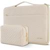 DOMISO Custodia PC Portatile 14 Pollici,Borsa Custodia per 15 Pollici MacBook Air M4/A3241, M3/A3114, M2/A2941, MacBook PRO A1990 A1707, dell XPS 15 Plus,14 Pollici Acer Lenovo HP ASUS Laptop,Beige