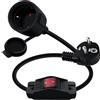 YINGAYOU Cavo prolungatore Schuko con interruttore 16 A 250 V 90 gradi Cavo Schuko con interruttore 2 CA per presa IP44 per esterno o interno, casa, ufficio (Nero, 0.5 m)