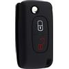 SALPIE COVER CHIAVE PORTACHIAVI GUSCIO compatibile con CITROEN C2 C3 C4 C5 PICASSO 2 TASTI PEUGEOT 107 206 207 307 308 406 407 TELECOMANDO (Black, COVER SILICONE)