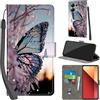 PHINIENLAND Cover per Xiaomi Redmi Note 13 Pro 4G custodia portafoglio Farfalla | 3 scomparti carte, 1 tasca banconote, Chiusura magnetica, Supporto, Pelle PU flip cover per Xiaomi Poco M6 Pro