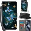 PHINIENLAND Cover per Xiaomi 14T Pro custodia portafoglio Farfalla | 3 scomparti carte, 1 tasca banconote, Chiusura magnetica, Supporto, Pelle PU flip cover per Xiaomi 14T Pro