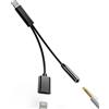 Kefiany Adattatore Lightning a Jack 3,5mm Cuffie Cavo Aux (2in1)per Apple iPad per iPhone Sdoppiatore Ricarica Audio Caricatore Accessori Headphone Cavetto Spinotto Splitter Prolunga Auricolari Dongle ip-HJFX