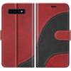 BoxTii Cover per Galaxy S10, Custodia in PU Pelle Portafoglio per Samsung Galaxy S10, Magnetica Cover a Libro con Slot per Schede, Rosso