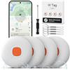 uootem Android Smart Tag, Plotter Set di 4 funziona con l'app Google Localizza (solo Android), dotato di custodia protettiva, impermeabile IP68, per chiavi/portafogli/valigie