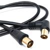 Drut Cavo coassiale TV Maschio-Maschio da 0,5 m, Antenna Digitale RG6, Cavo Volante RF (Angolo retto, Oro Nero 1,6 Piedi)
