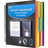 HABGP 24 tasche, 12 soggetti, organizzatore a spirale con 12 divisori, copertina frontale personalizzabile, cancellabile scrittura su linguette in colori assortiti