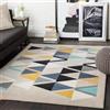 Livabliss Marietta Soggiorno Boho, grande camera da letto 120x170 cm - sala da pranzo con motivo geometrico, soggiorno scandinavo moderno in beige, giallo e blu