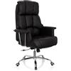 HJH Office 706814 Sedia direzionale XXL COMMANDER ecopelle nera Sedia da ufficio, imbottitura spessa, funzione dondolo, schienale alto