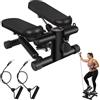 himaly Mini stepper per esercizi a casa, resistenza regolabile per scale con monitor LCD, pedali antiscivolo e fasce di resistenza per allenamento cardio completo del corpo