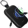RORRY Power Bank, batteria esterna da 5000 mAh con cavo integrato, per iPhone 17/16/15/14/13/12, Apple Watch Ultra/11/10/9/8/7/6/SE, nero