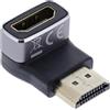 Inline Adattatore HDMI maschio A a femmina A, angolo inferiore a 90 gradi, 8 K UHD, contatti dorati, alloggiamento in alluminio, per collegamento ed estensione di cavi HDMI, 17991F