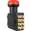 Megasat Diavolo Octo LNB - LNB universale (adatto per 8 partecipanti, connettori F placcati oro, per esigenze elevate, 0,1 dB di rumore) - Nero/Rosso