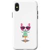 Timowo Studio Custodia per iPhone X/XS Gatto con occhiali e gelato