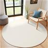 SHACOS Tappeto Rotondo 100 cm, Moderno Tappeto Rotondo Salotto Crema Lavabile in Lavatrice Antiscivolo Tappeti Salotto Pelo Corto Carpet Tappeti Camera da Letto per Soggiorno Uffici
