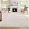 SHACOS Tappeto Salotto Moderno Crema 120x160cm Motivo Geometrico Tappeti Soggiorno Pelo Corto Antiscivolo Lavabili, Effetto 3D, Tappeti di Zona per Camera da Letto