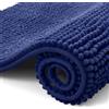 Homaxy Tappeto da bagno in ciniglia, antiscivolo, lavabile, morbido, assorbente, per bagno, 40 x 120 cm, blu navy