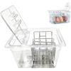 BONJUME Contenitore Sous Vide, 11L con Coperchio Ribaltabile Aggiornato e Griglia in Acciaio Inox 32,5×26,5×20 cm Contenitore Trasparente BPA Free per Carne Pesce e Cucina Sottovuoto
