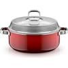 WMF Fusiontec Mineral Pro 0519625290 - Casseruola a induzione con coperchio, 28 cm, durevole, resistente ai graffi, adatta a tutti i piani cottura, made in Germany, colore rosso passion