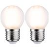 Paulmann 28635 Lampadina LED filamento a goccia 5 Watt lampadina classica dimmerabile opaco 2700 K bianco caldo E27 (Confezione da 2)