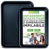 NutriChef Set di Teglie da Forno per Biscotti, Pane, Pizza, Dolci, Focaccia, Teglie Forno Antiaderenti Set da 2 Pezzi Grandi e Medi, Impilabili e Resistenti, Diamante Blu