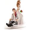 dekora - Sposini per Torta Matrimonio "Sposa con sposo brillo" - 14 cm di altezza - Cake topper Matrimonio in Resina - Statuine Sposi per torta Nuziale - Base adatta al contatto alimentare