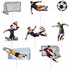 dekora - Decorazioni torta compleanno calcio, cake topper in carta per compleanno calcio bambini, pack 16 pezzi (8 design) con giocatori, pallone e porta