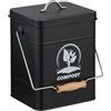 Relaxdays Pattumiera da Cucina per Umido, Cestino per Organico 6 L, Secchio Rifiuti Compost con Filtro Antiodore, Nero