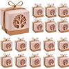 Pinsheng 50 Pezzi Scatoline Bomboniere Portaconfetti in Carta Kraft, L'Albero della Vita Scatole Confetti Battesimo con Corda di Canapa per Comunione Battesimo Matrimonio Laurea Nascita Cresima