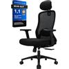 Milacyee Sedia da ufficio, ergonomica, da ufficio, con supporto lombare, regolabile in altezza, in rete, con funzione di riposo a 90°-130° (richiudibile), portata fino a 150 kg