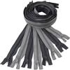 Aerzetix - Set di 8 Cerniere Lampo a Spirale N°5 100cm separabili con cursore | in Metallo Nylon Poliestere | Colore Grigio e Grigio Scuro