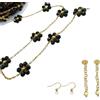 GDO GIOIE D'ORIENTE 1mt Catena Fiori Margherita 12mm Acciaio Dorato Vari Colori, Distanza 25mm, con Monachelle e 2 Chiusure Incluse per Bracciali e Collane Fai da Te (Nero)