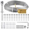 CUPCHID Supporto per Piante rampicanti in Acciaio Inox, Sistema Professionale Completo con staffe a Parete e Cavo in Acciaio da 3 mm (16 Supporti, Corda da 24 m)