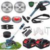 Windpost Tagliaerba con batteria e spazzola per erbacce, tagliaerba a batteria 5 in 1, motore brushless 750 W, decespugliatore a batteria con 2×4,0 Ah 21 V, pieghevole, decespugliatore elettrico blu