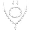 EVER FAITH Set di gioielli da sposa per damigella d'onore Teardrop Cubic Zirconia foglia di vite sposa prom collana pendenti orecchini bracciale da donna, Perla Zirconia cubica perla