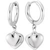 COOLSTEELANDBEYOND Orecchini a Cerchio Pendenti da Donna in Acciaio Inossidabile con Cuore, Gioiello con Goccia Bombata, Accessorio Romantico Minimalista, Regalo per Lei