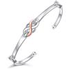 DAOCHONG Bracciale rigido irlandese bicolore in argento sterling 925 con nodo celtico e simbolo dell'infinito, portafortuna, ideale come regalo di compleanno per donna