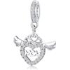 LES FOLIES DI PAOLA GRIECO Charm Mamma Ali Angelo Corona Cuore Mom Figlia Amore con strass ciondolo pendente in argento 925 - Les Folies per Pandora