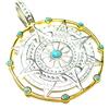 Silberschmuck - BG Maya - Ciondolo a bussola in argento Sterling 925, parzialmente placcato oro, con pietre turchesi, simbolo di protezione, unisex