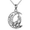 YFN Lupo Collana Argento Sterling Ciondolo Nodo Celtico Luna Lupo Gioielli Regalo per Uomini Donne Ragazze