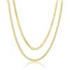 Aka Gioielli - Collana Uomo Donna in Argento Sterling 925 Placcato Oro Giallo - Catena Cubana Barbazzale Piatta 5mm Diamantata da un Lato - lunga 45 cm