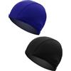 CATZUM Cuffia Piscina 2 Pezzi - Unisex, per Adulti e Capelli Lunghi, in Tessuto Elastico, Nero & Blu Set. Protezione Confortevole.