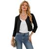 YesFashion Donna Bolero Corto Manica 3/4 Cardigan Elegante Festivo Spalla Giacca(Imballaggio Multidire), Nero , XXL