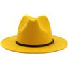 Bamboopack Fedora Cappelli con fibbia per cintura regolabile classico a tesa larga in feltro Panama cappello trilby per donna uomo (giallo)