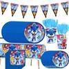 SEGA Nuova decorazione per festa di compleanno Sonic Hedgehog Action Figure Piatto di carta per feste Coltello Forchetta Asciugamano di carta Tazza Tovaglia Giocattolo Regali per bambini