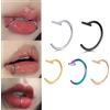 ADYJELY Anello per labbro finto clip-on 18G in acciaio inossidabile punk ipoallergenico non penetrante cerchio per labbro placcato oro 18 carati cartilagine conchiglia orecchino a polsino