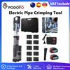 Podofo Kit di strumenti per crimpare tubi elettrici Strumento di pressatura per TH16/20/25/26/32mm + U16/20/25/32mm con ganasce per pressa, batteria da 5 Ah, caricabatterie