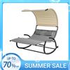 SoBuy OGS50-HG Sdraio dondolo da giardino 2 Posti con 2 Cuscini e Tettuccio Sdraio prendisole per esterni Grigio 140x184x180 cm