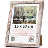 3-B MEGA - Cornice portafoto in legno, colore bianco vintage (Rustical con venature del legno visibili), 15 x 20 cm, con vetro acrilico